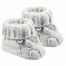 S415-G: Grey Acrylic Cable Knit Baby Bootees